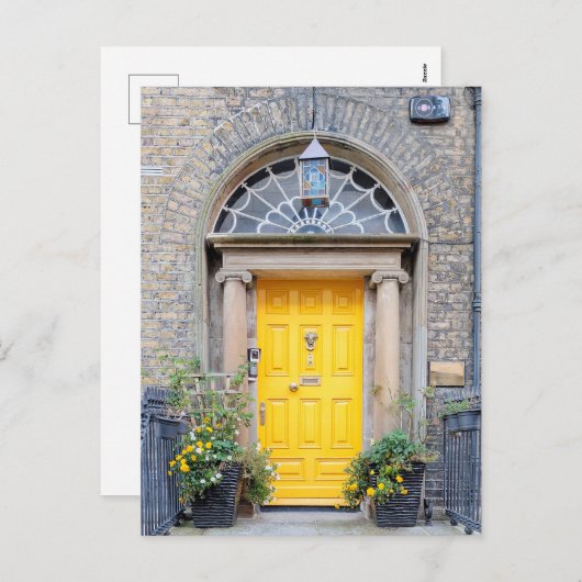 ダブリンの黄色いジョージアンドア シーズンポストカード (正面/裏面)