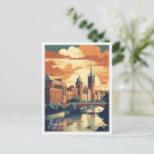 ダブリンアイルランドアートトラベルプレイスイラストレーション ポストカード (スタンド正面)