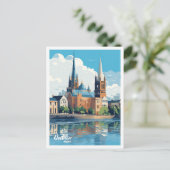 ダブリンアイルランドアートヴィンテージトラベルイラストレーション ポストカード (スタンド正面)