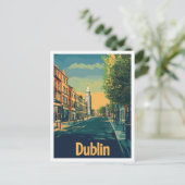 ダブリンアイルランドアートヴィンテージトラベルイラストレーション ポストカード (スタンド正面)