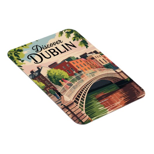 ダブリンアイルランドイラストレーショントラベルアートヴィンテージ マグネット (右側)