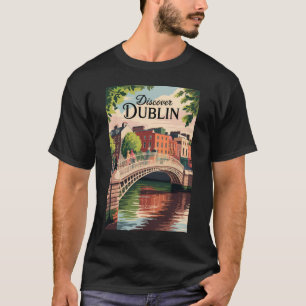 ダブリンアイルランドイラストレーショントラベルアートヴィンテージ Tシャツ