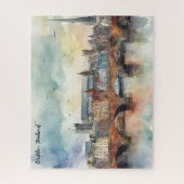 ダブリンアイルランドシティシルエットウォーター絵を描カラー ジグソーパズル (縦)