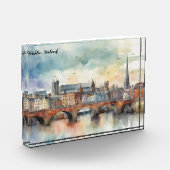 ダブリンアイルランドシティシルエットウォーター絵を描カラー フォトブロック (左)