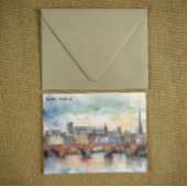 ダブリンアイルランドシティシルエットウォーター絵を描カラー ポストカード