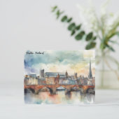 ダブリンアイルランドシティシルエットウォーター絵を描カラー ポストカード (スタンド正面)