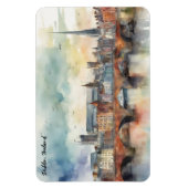 ダブリンアイルランドシティシルエットウォーター絵を描カラー マグネット (縦)