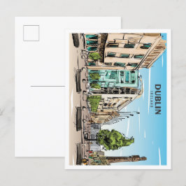 ダブリンアイルランドスケッチアートヴィンテージトラベル ポストカード