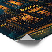 ダブリンアイルランドヴィンテージアートトラベルイラストレーション ポスター (角)