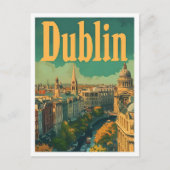 ダブリンアイルランドヴィンテージアートトラベルイラストレーション ポストカード (正面)