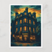 ダブリンアイルランドヴィンテージアートトラベルイラストレーション ポストカード (正面)