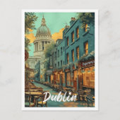 ダブリンアイルランドヴィンテージアートトラベルイラストレーション ポストカード (正面)