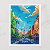 ダブリンアイルランドヴィンテージトラベルプレイスイラストレーション ポストカード (正面)