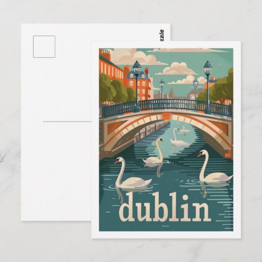 ダブリンアイルランドヴィンテージ有名なトラベルプレイス ポストカード (正面/裏面)