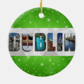 ダブリンアイルランド旅行写真雪片クリスマス セラミックオーナメント (裏面)