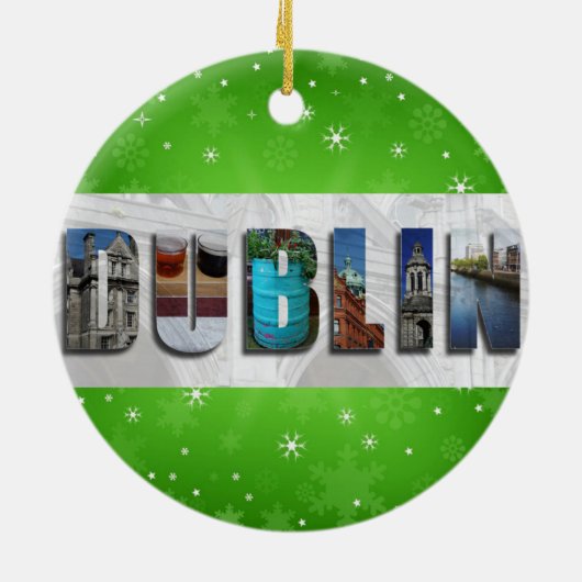 ダブリンアイルランド旅行写真雪片クリスマス セラミックオーナメント (裏面)