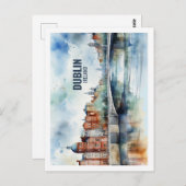 ダブリンアイルランド有名な旅行プレイスウォーターカラー ポストカード (正面/裏面)