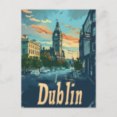 ダブリンシティアイルランドヴィンテージトラベルイラストレーション ポストカード (正面)