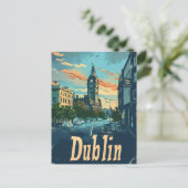 ダブリンシティアイルランドヴィンテージトラベルイラストレーション ポストカード (スタンド正面)