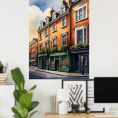 ダブリン水彩画 ポスター (ホームオフィス)