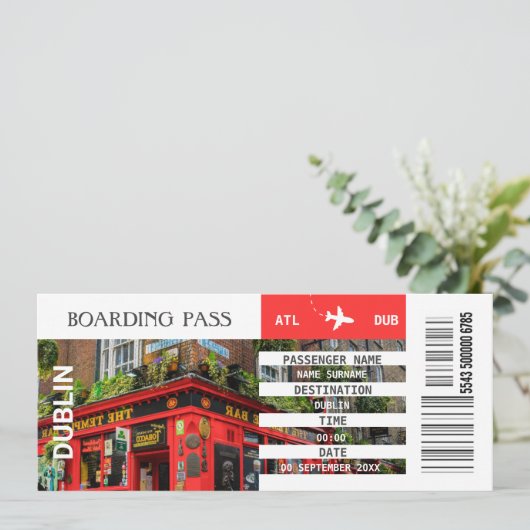 ダブリン飛行機の搭乗券ゲタウェイ週末 招待状 (スタンド正面)