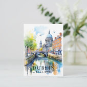 ダブリン、アイルランド水彩旅行アートハガキ ポストカード (スタンド正面)
