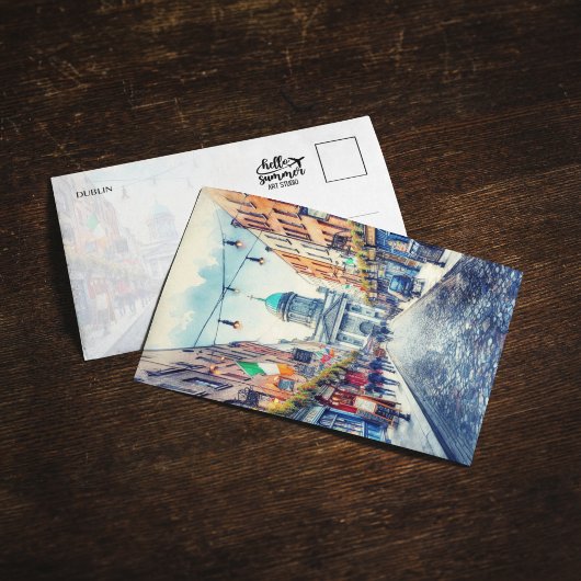 ダブリン アイルランド 水彩ポストカード 招待状