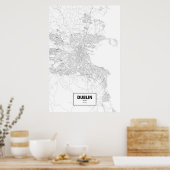 ダブリン、アイルランド(黒い色は白) ポスター (キッチン)