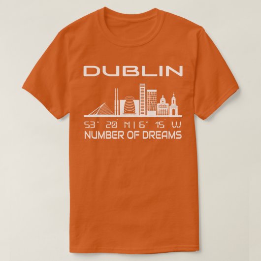 ダブリン スカイライン GPS 座標 都市 夢の街 2 Tシャツ (デザイン正面)