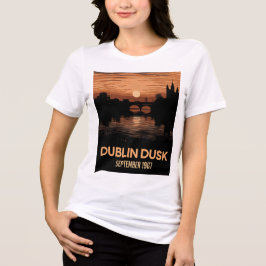 ダブリン+夕暮れ+ウィメンズ+Tシャツ | アイルランド+旅行+アート トライブレンドTシャツ