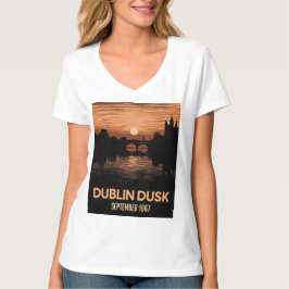 ダブリン+夕暮れ+ウィメンズ+Tシャツ | アイルランド+旅行+アート Tシャツ