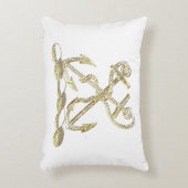 ダブルいかり紋章エンブレムフェイク金ゴールド アクセントクッション (正面(垂直))