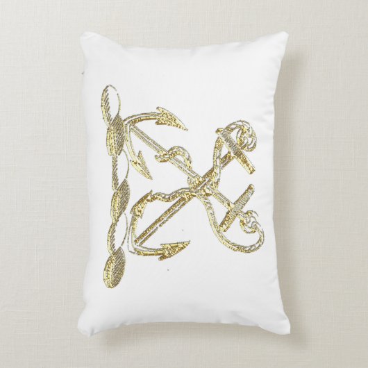 ダブルいかり紋章エンブレムフェイク金ゴールド アクセントクッション (正面(垂直))