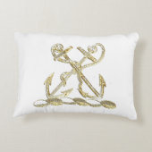 ダブルいかり紋章エンブレムフェイク金ゴールド アクセントクッション (裏面)