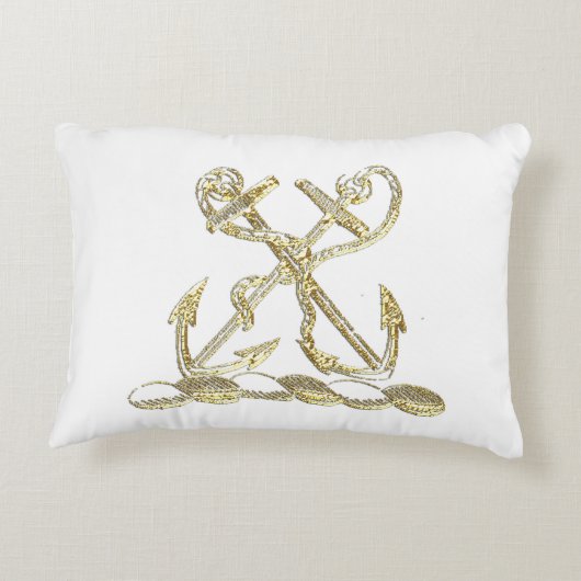 ダブルいかり紋章エンブレムフェイク金ゴールド アクセントクッション (裏面)