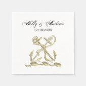 ダブルいかり紋章エンブレムフェイク金ゴールド スタンダードカクテルナプキン (正面)