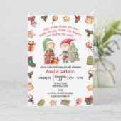 ダブルおもしろい、小妖精や小人クリスマスツインズベビーシャワー 招待状 (スタンド正面)