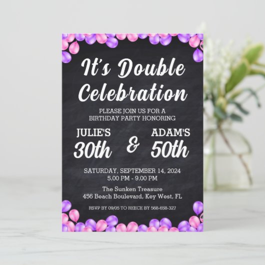 ダブルお祝いの共同誕生日パーティーの招待 招待状 (スタンド正面)