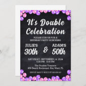 ダブルお祝いの共同誕生日パーティーの招待 招待状 (正面/裏面)