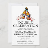 ダブルお祝いの共同誕生日パーティーの招待 招待状 (正面)