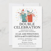 ダブルお祝いの共同誕生日パーティーの招待 招待状 (正面)