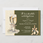 ダブルお祝いゴールドシャンパンパーティーです 招待状 (正面)