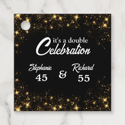 ダブルお祝いジョイント誕生日金ゴールドブラック フェイバータグ (正面)