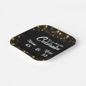 ダブルお祝いジョイント誕生日金ゴールドブラック ペーパープレート (傾斜あり)