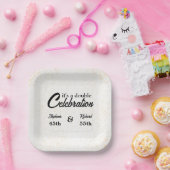 ダブルお祝いジョイント誕生日金ゴールドホワイト ペーパープレート (パーティー)