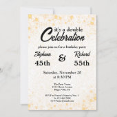 ダブルお祝いジョイント誕生日金ゴールドホワイト 招待状 (正面)