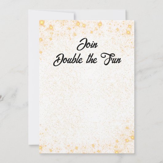 ダブルお祝いジョイント誕生日金ゴールドホワイト 招待状 (裏面)