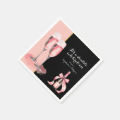 ダブルお祝いピンクシャンパン誕生日 スタンダードカクテルナプキン (角)