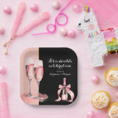 ダブルお祝いピンクシャンパン誕生日 ペーパープレート (パーティー)