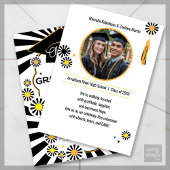 ダブルお祝いフォト白黒デイジーグラード 招待状